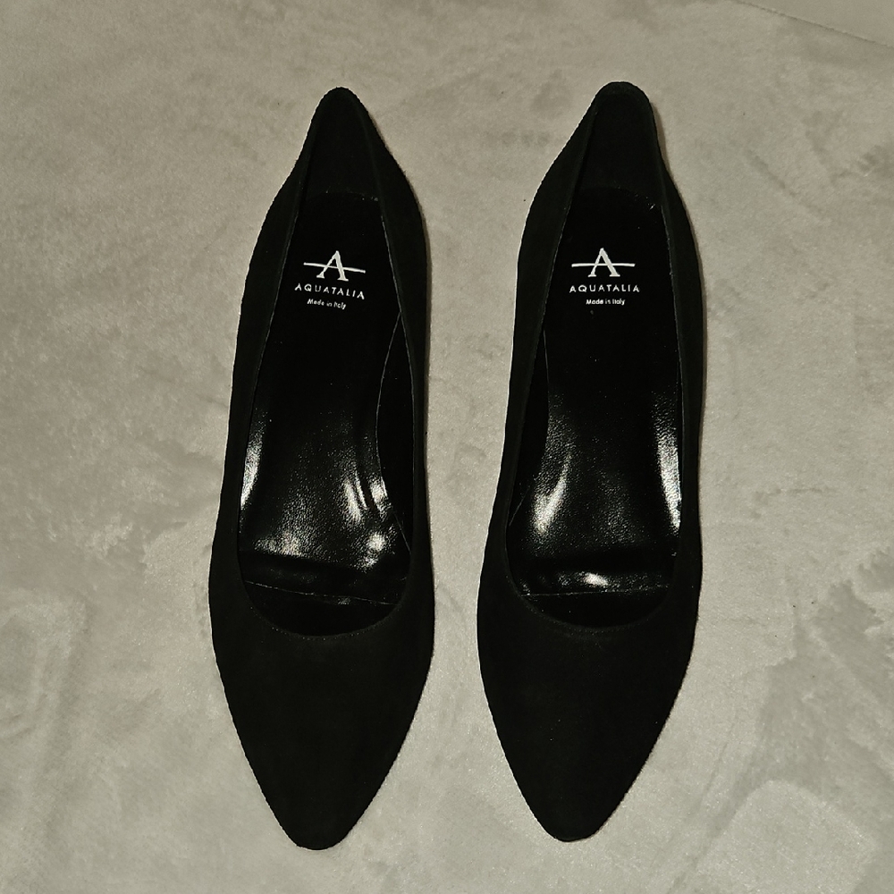 Aquatalia Black Suede Pointed-Toe Pumps NWOT